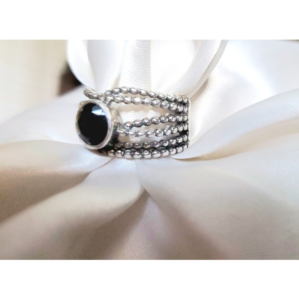 Vtg Didae Shablool Israel Onyx Sterling Silver Wide Band Ring Sz 8  HTF - Picture 4 of 13